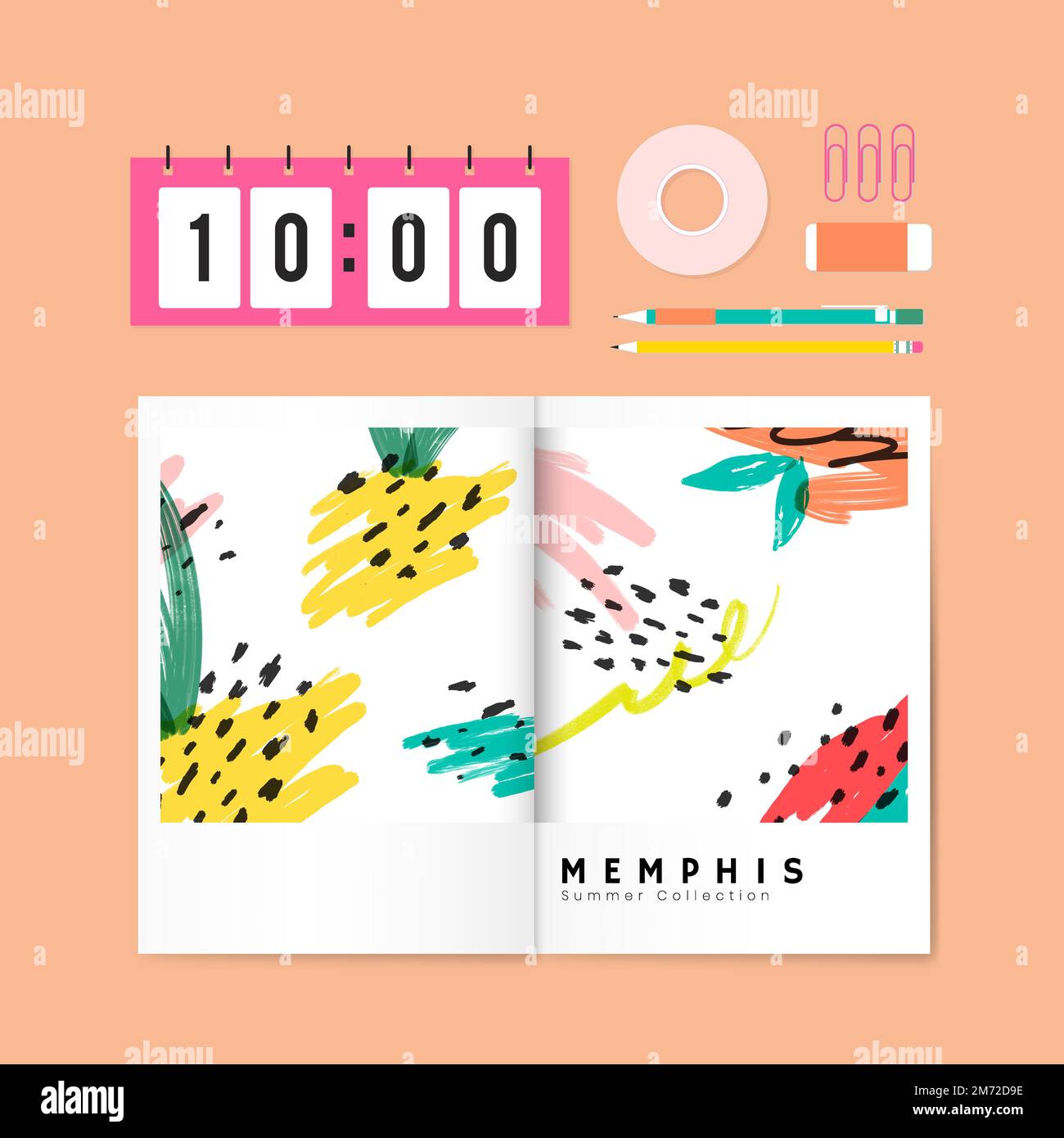 Summer memphis design stationery vector Stock Vector Image & Art Alamy