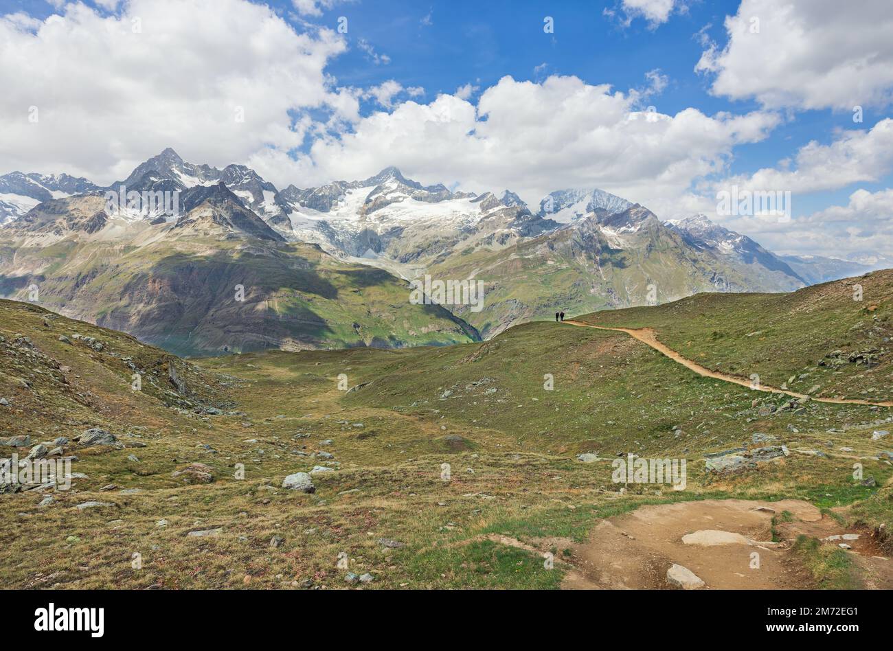 Railway station in Gornergrat, Switzerland. Matterhorn mountain visible in background Stock Photo