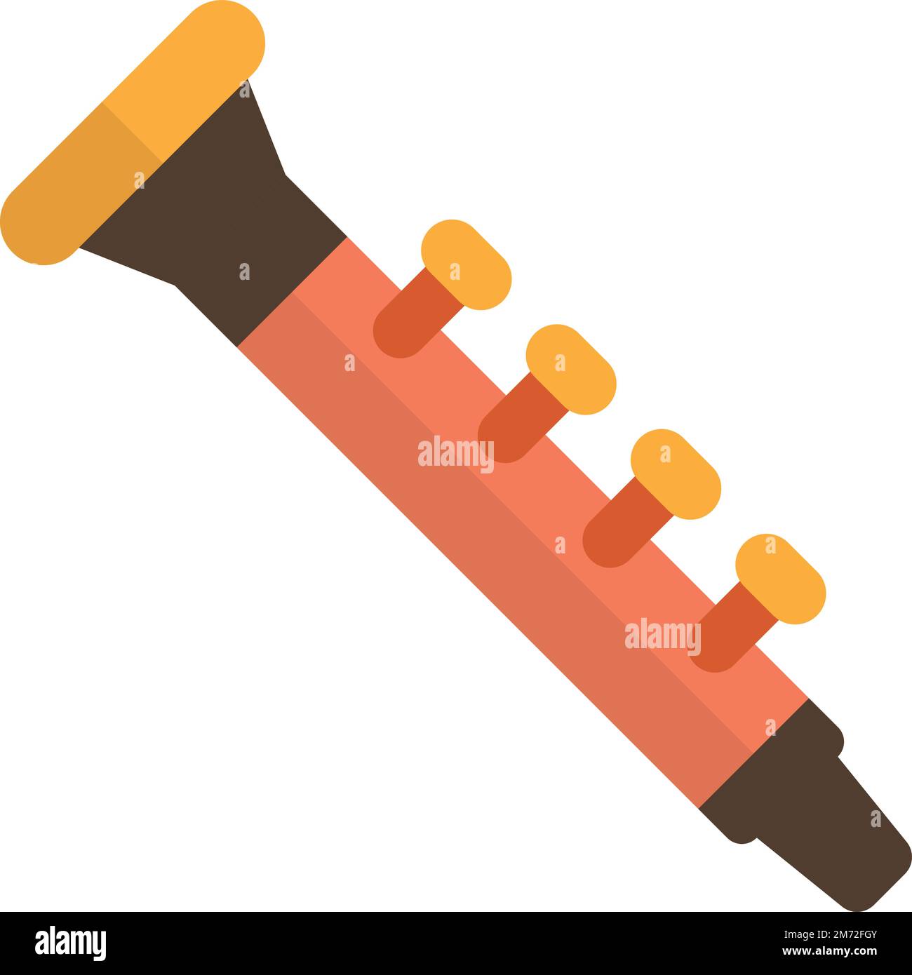 flute illustration in minimal style isolated on background Stock Vector