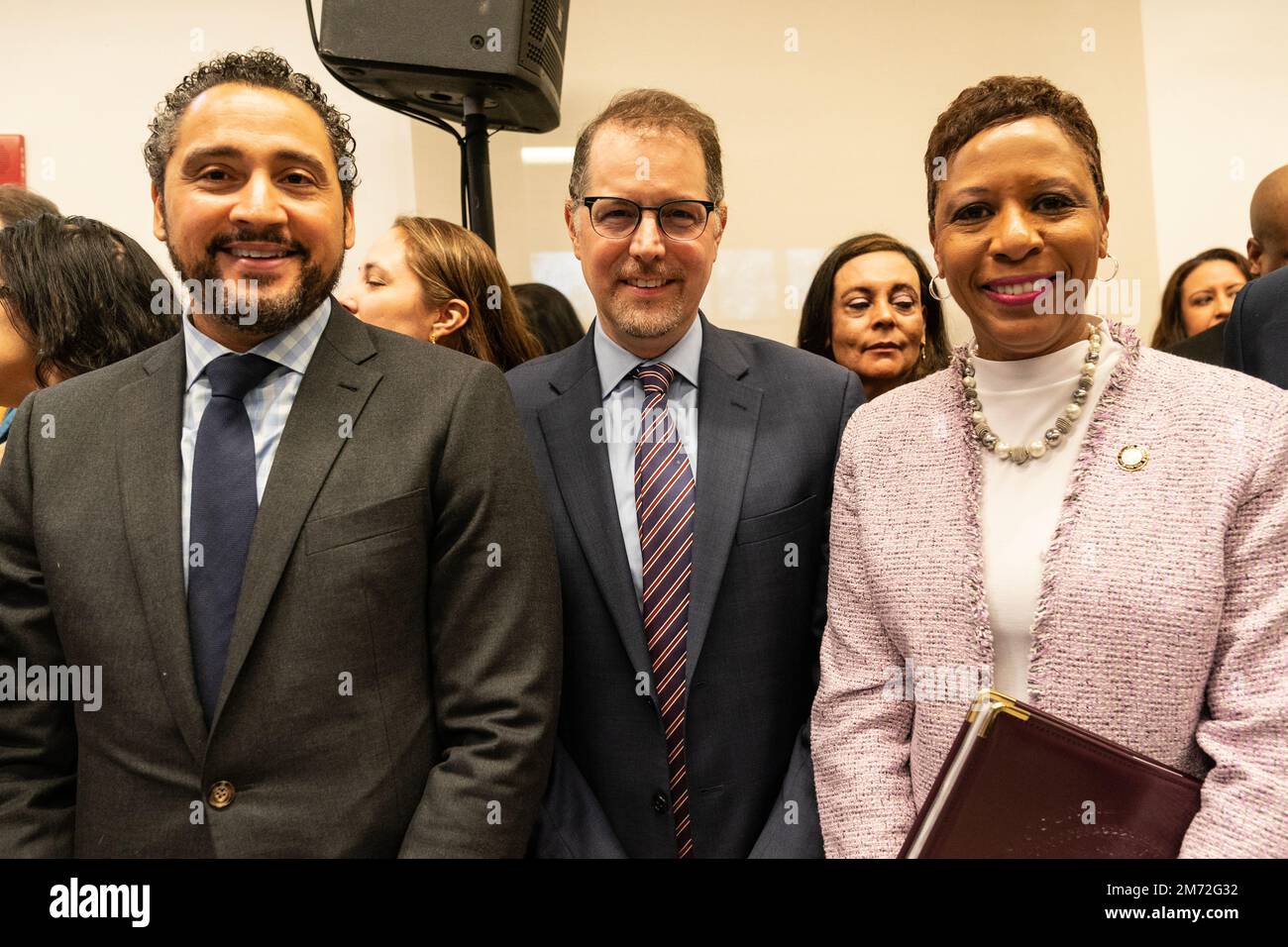 New York State Secretary of State Robert Rodriguez, Manhattan borough President Mark Levine, City Council Speaker Adrenne Adams attend Three Kings celebration at El Museo Del Barrio in New York on January 6, 2023 Stock Photo