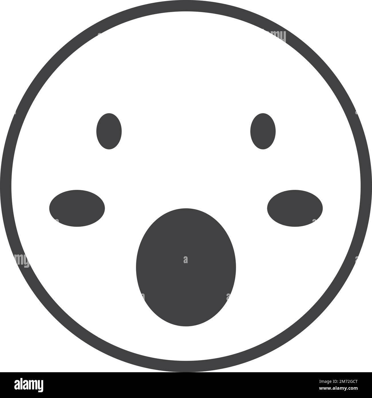 shocked face emoji illustration in minimal style isolated on background Stock Vector