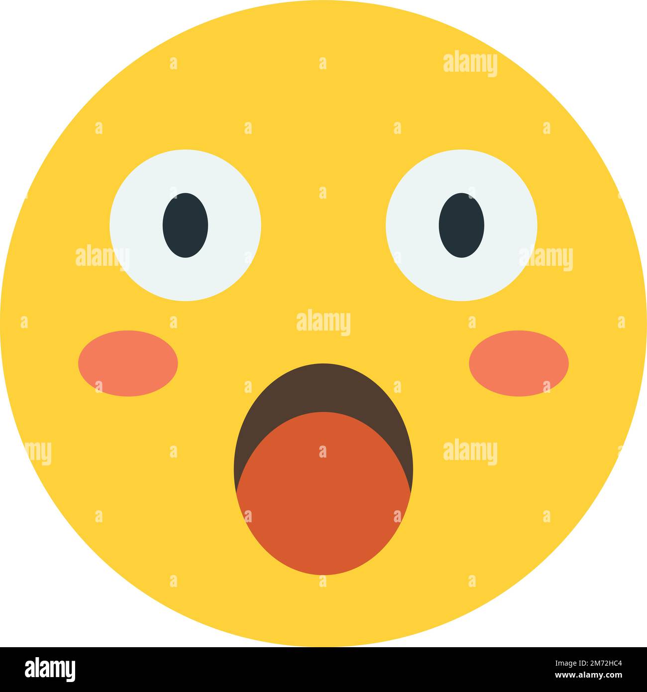 shocked face emoji illustration in minimal style isolated on background Stock Vector