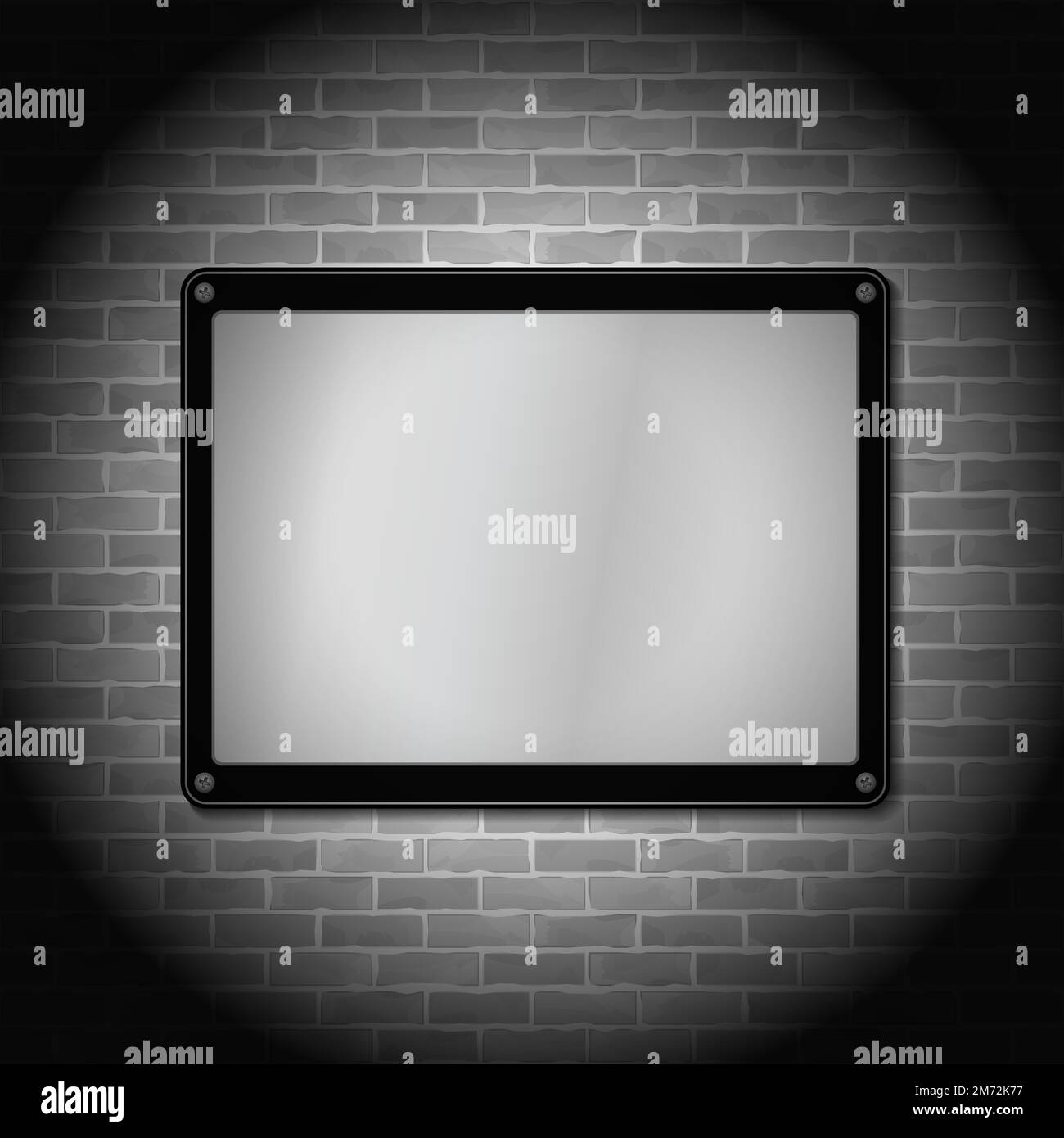 Metal frame on brick wall, vector eps10 illustration Stock Vector
