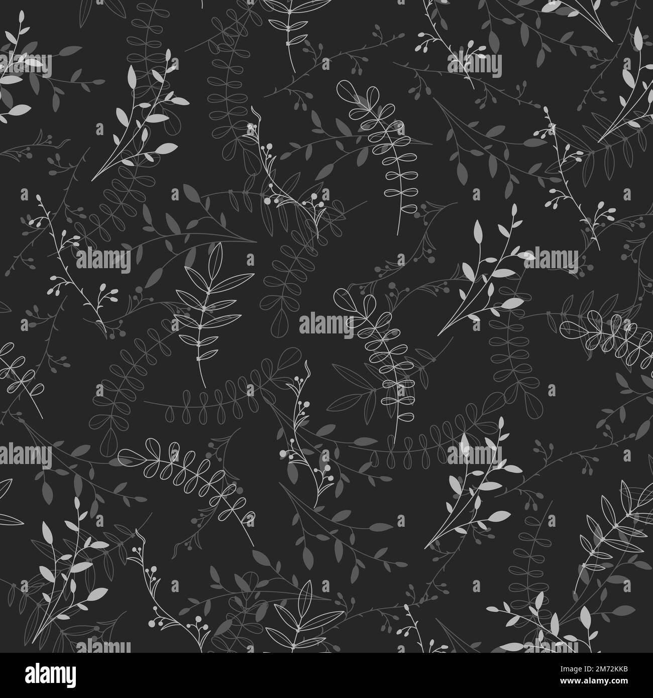 Vector hand drawn pattern with autumn elements on the dark gray ...