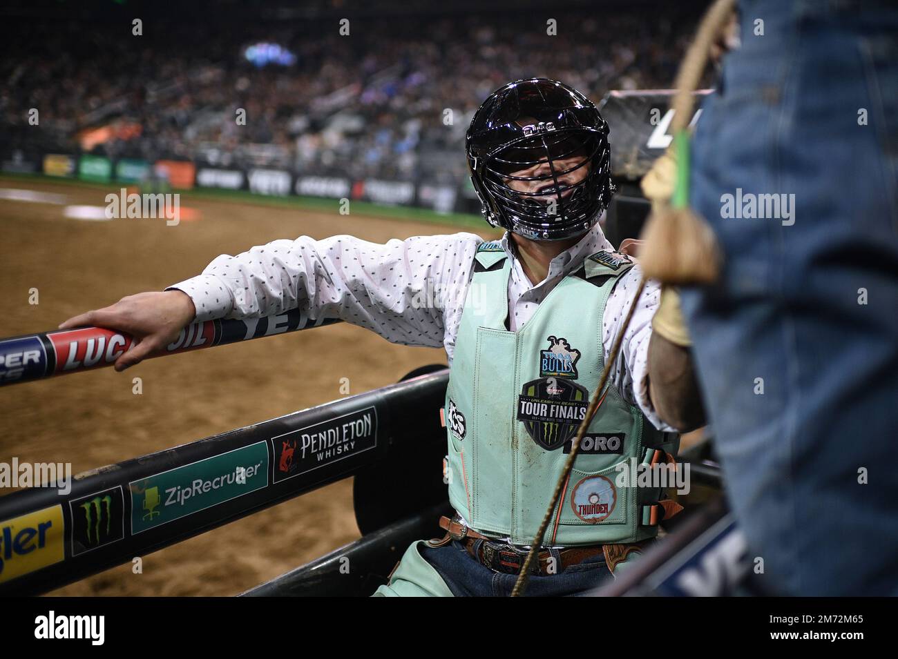 Professional Bull Rider Thiago Salgado (BRA) prepares to ride a bull during  PBR Monster Energy 'Buck Off' competition at Madison Square Garden, New  York, NY, January 6, 2023. PBR starts its 30th