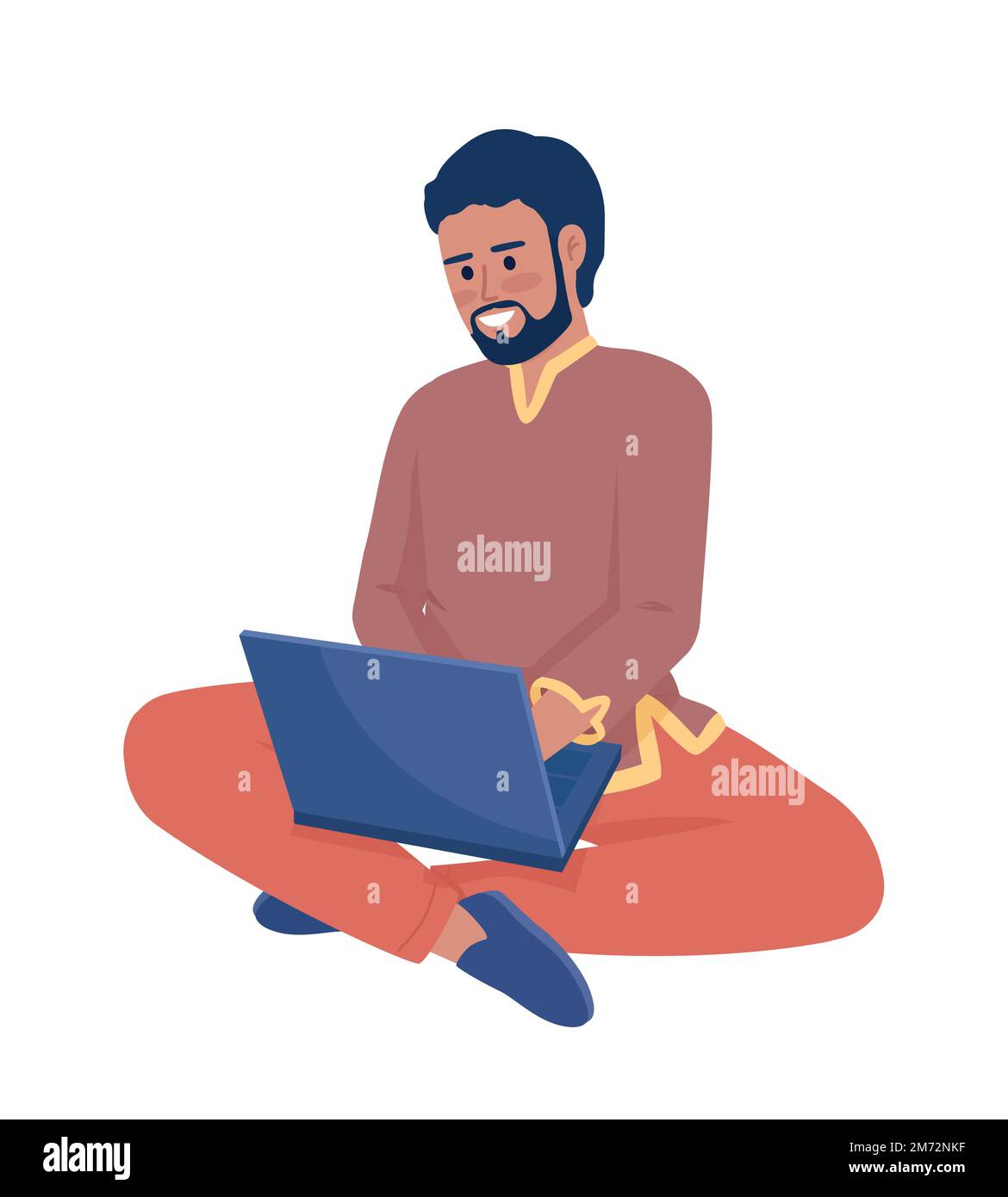 Man working semi flat color vector character Stock Vector