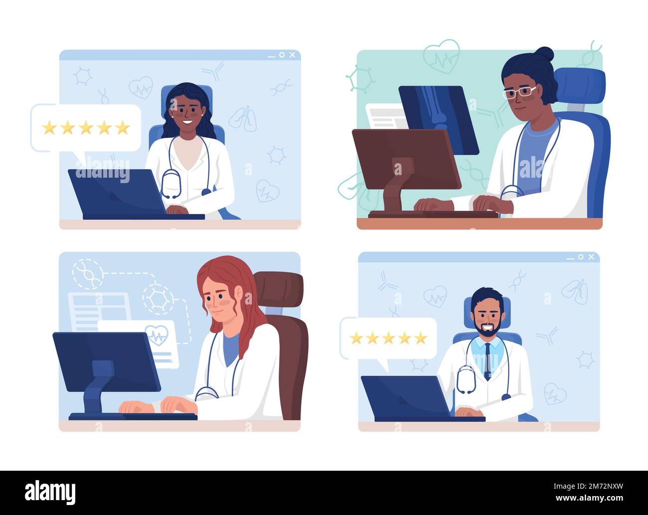Doctor reviews flat concept vector illustration set Stock Vector Image & Art Alamy