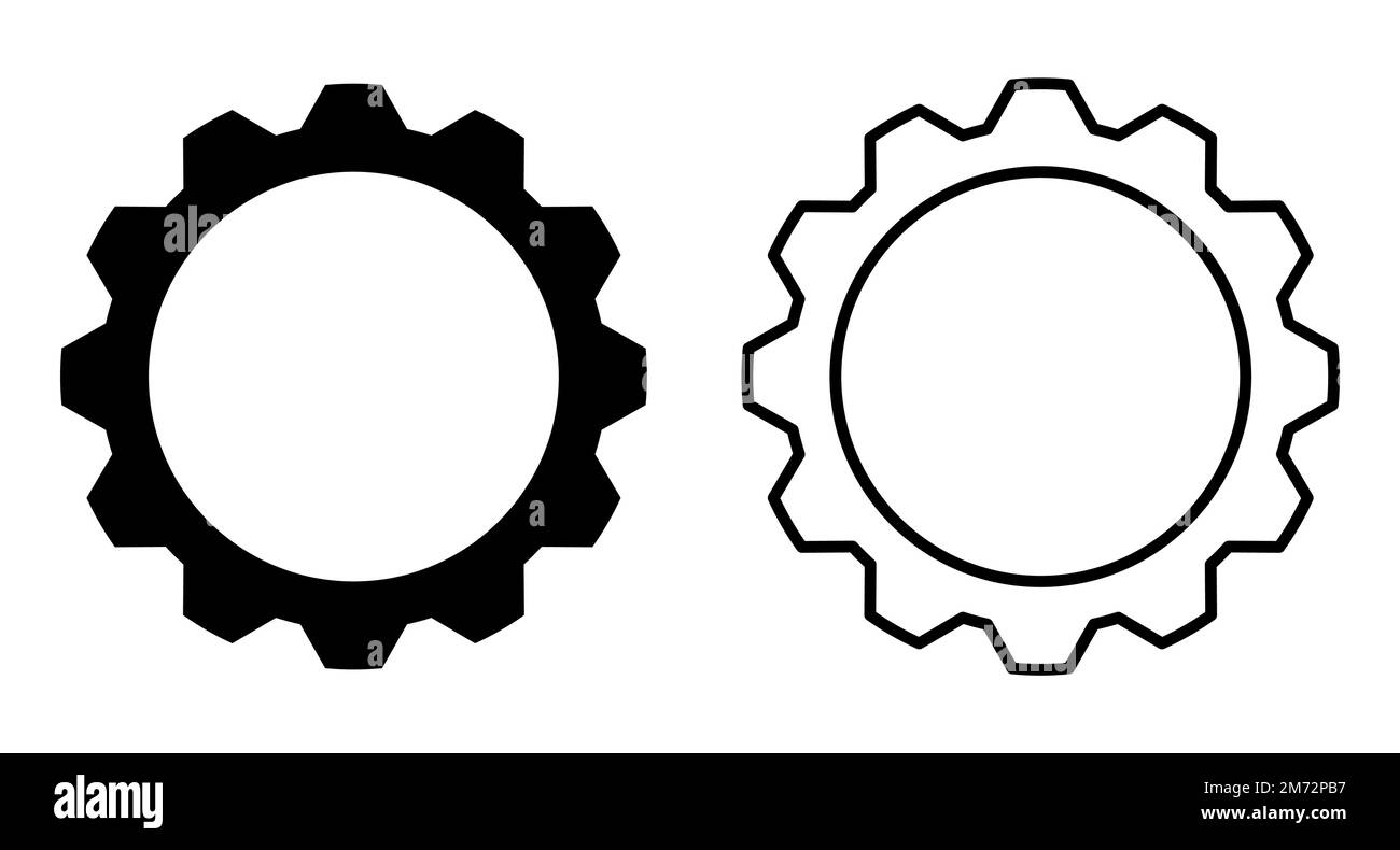 Cogwheel Gear Mechanism. Black silhouette gears on a white