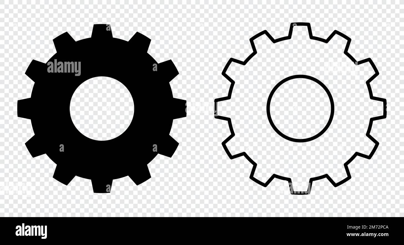 Gear icons. Black gear wheel icons. Gear setting vector icon set. Isolated black gears mechanism and cogwheel. Vector illustration Stock Vector