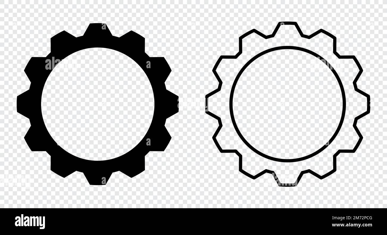 Gear icons. Black gear wheel icons. Gear setting vector icon set. Isolated black gears mechanism and cogwheel. Vector illustration Stock Vector