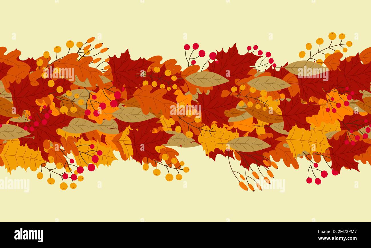 Horizontal seamless background autumn leaves Stock Vector Images - Alamy