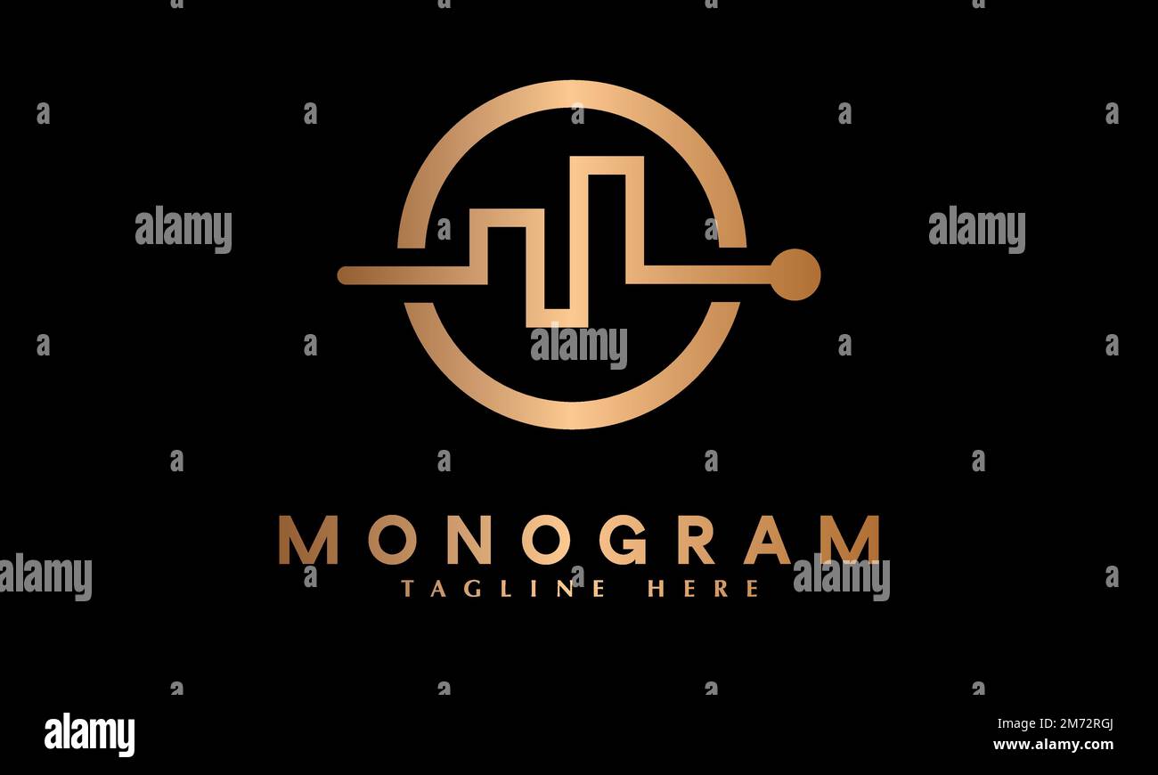 Technology data transfer logo vector monogram template Stock Vector