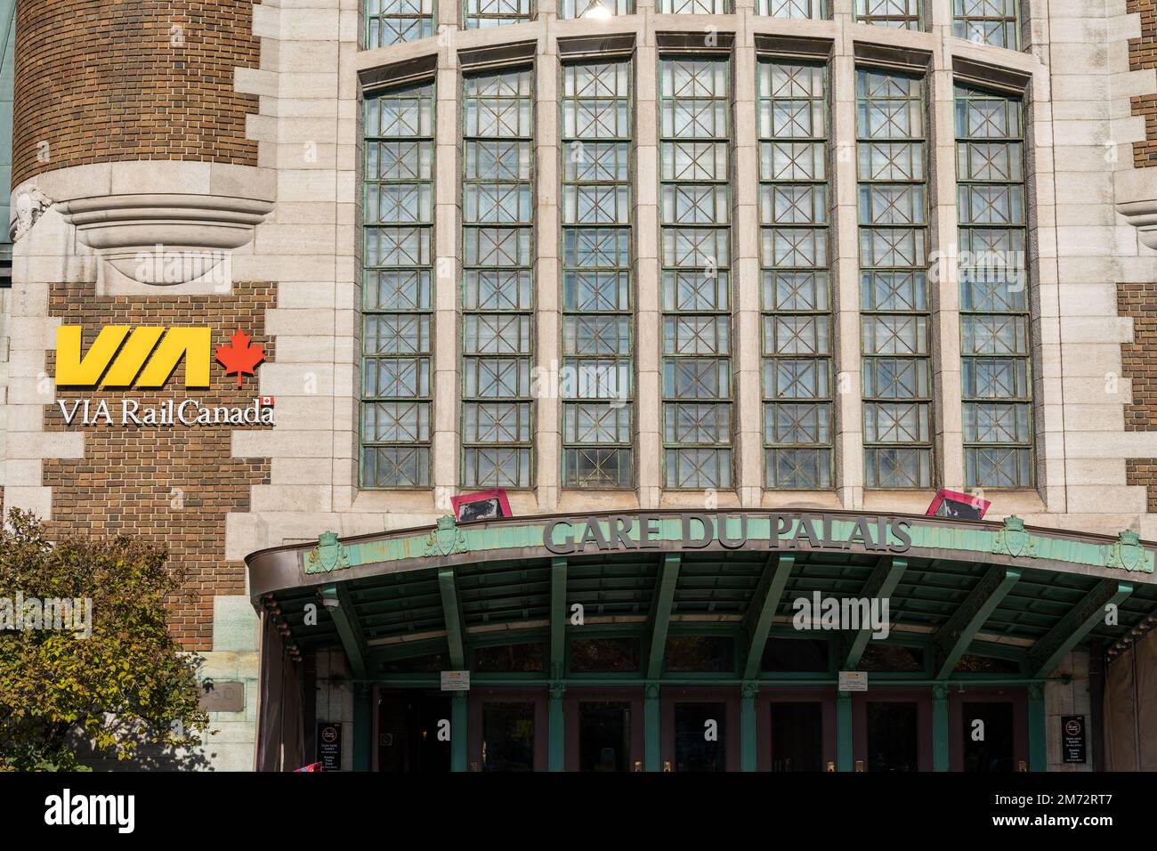 VIA Rail Quebec City train station. Main entrance of the Gare du Palais