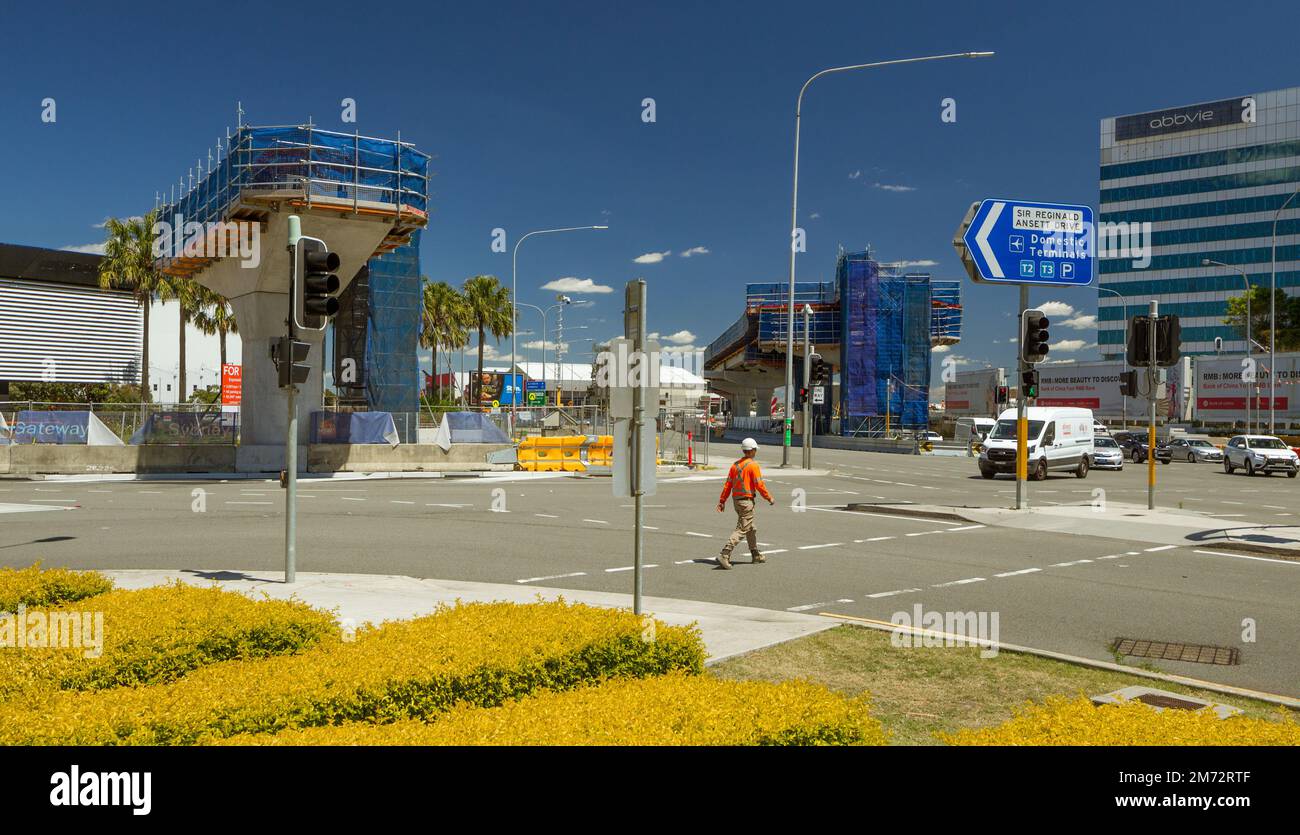 Construction of the 'Sydney Gateway' road expansion and overhead flyover roadbridge project on