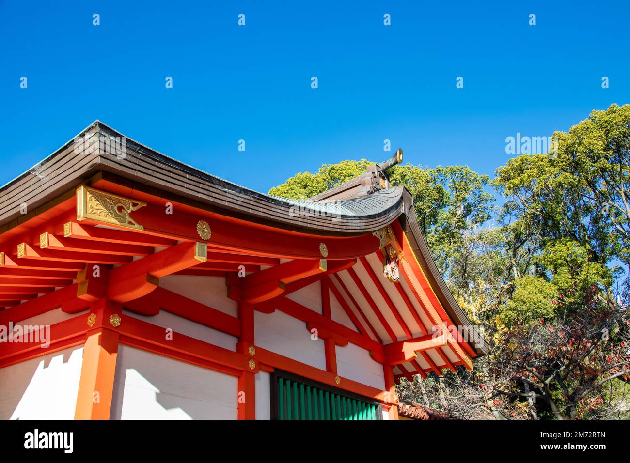 Kobe Japan Dec 6th 2022: the roof and building in Ikuta Shrine.  The shrine is possibly among the oldest shrines in the country. Stock Photo
