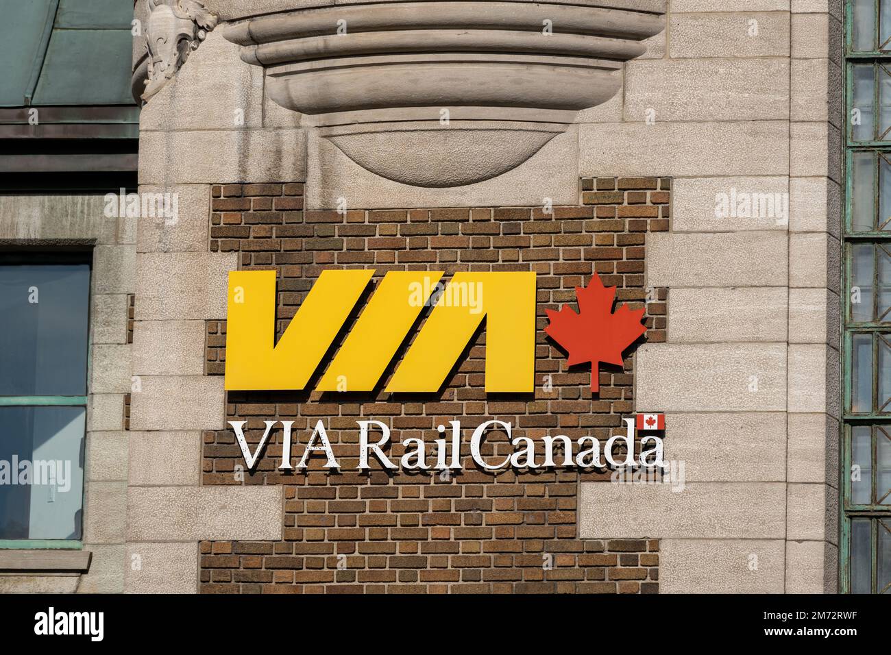 VIA Rail Quebec City train station. Main entrance of the Gare du Palais