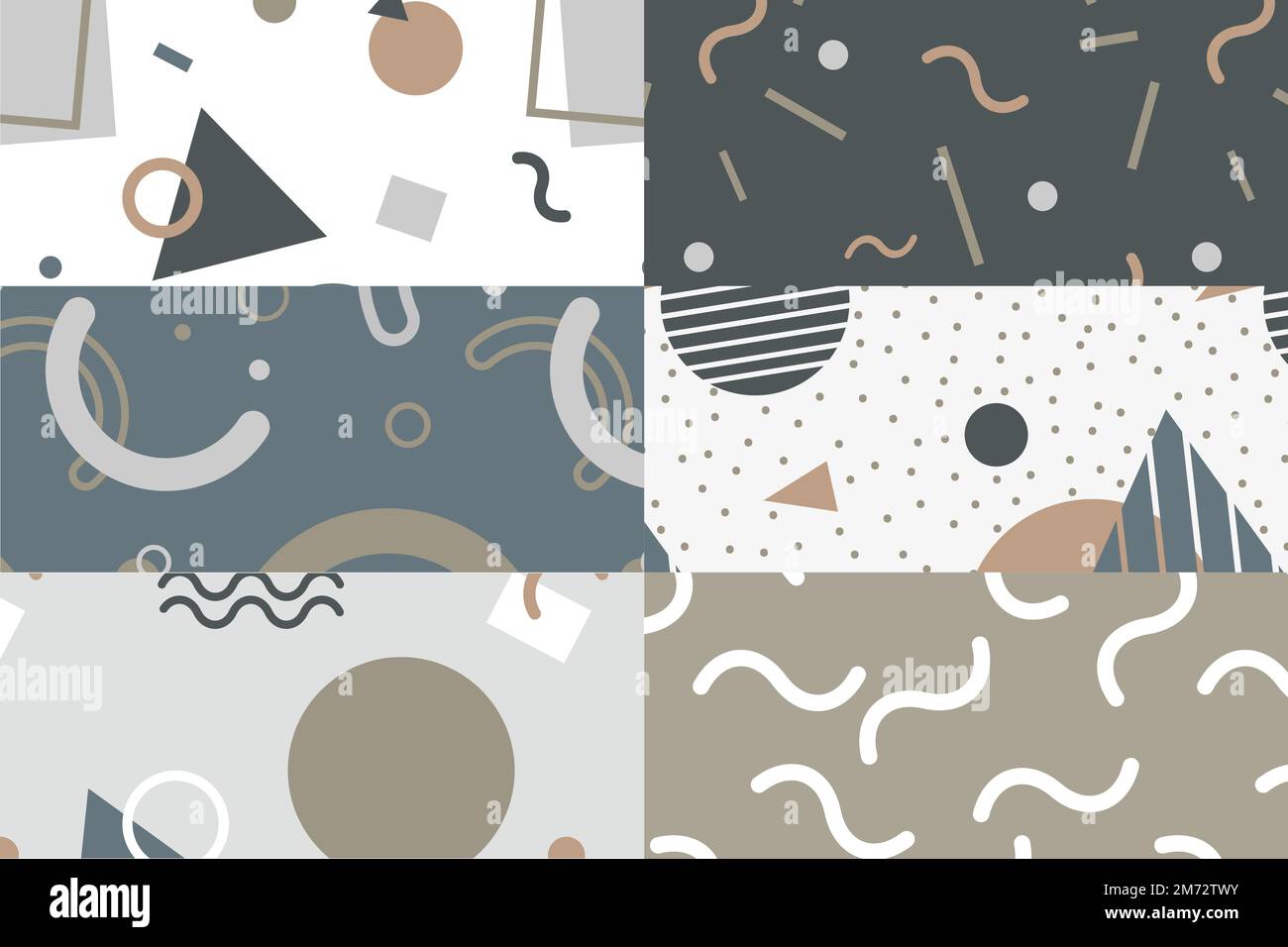 Memphis patterned backgrounds vector set Stock Vector