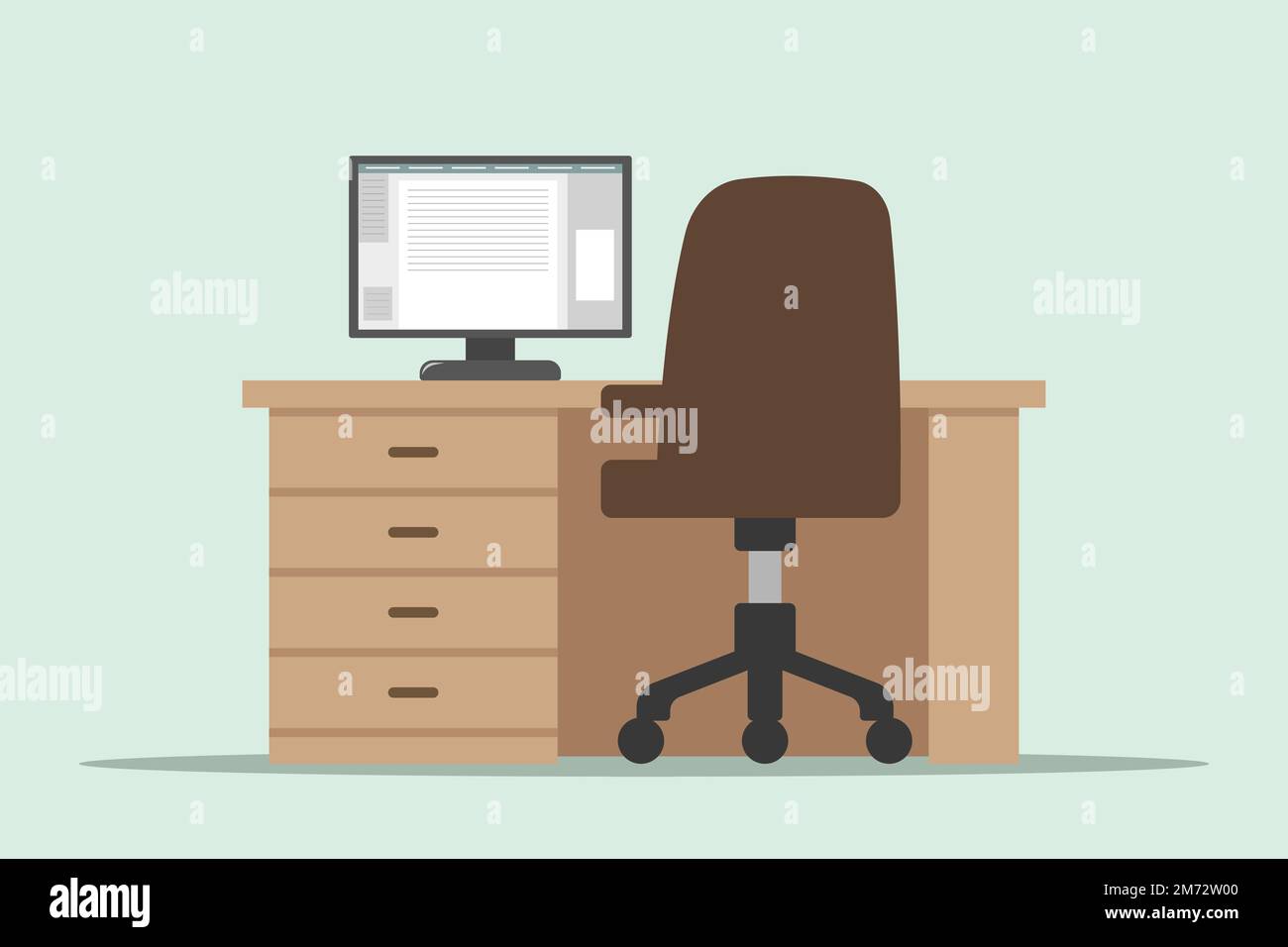 Office table, chair and computer. Vector Stock Vector Image & Art Alamy