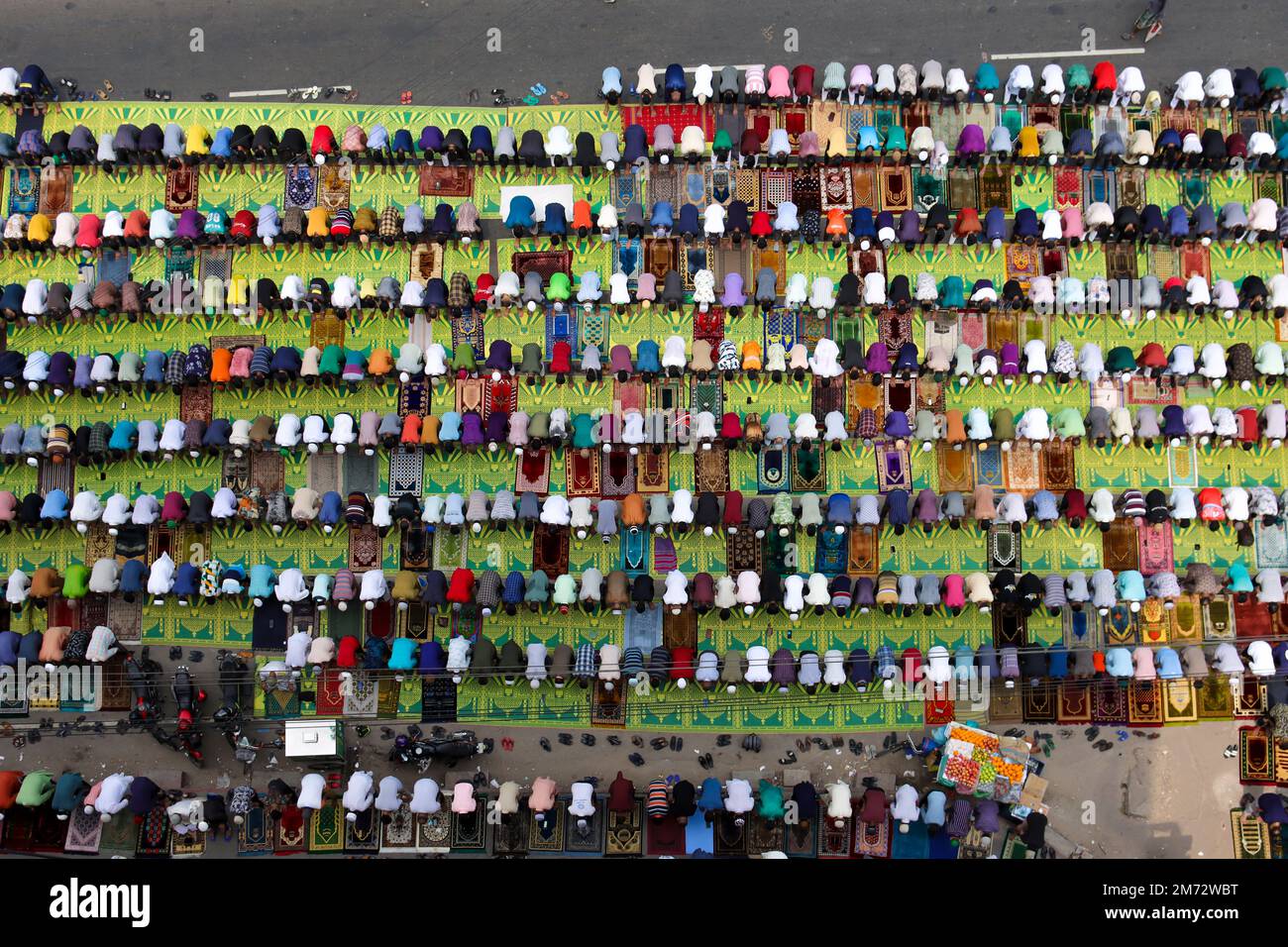 Friday prayer is very important for Muslims. In a famous mosque in Dhaka, the capital of Bangladesh, There are a lot of people prayers like this. Stock Photo