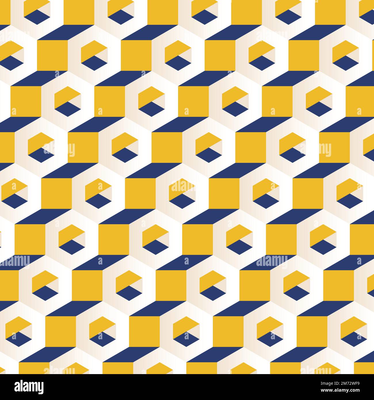 3D yellow and blue hexagonal patterned background vector Stock Vector