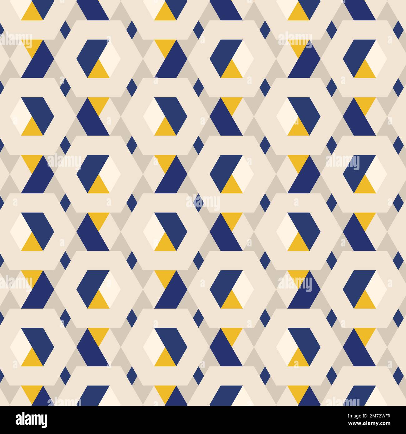 3D yellow and blue hexagonal patterned background vector Stock Vector