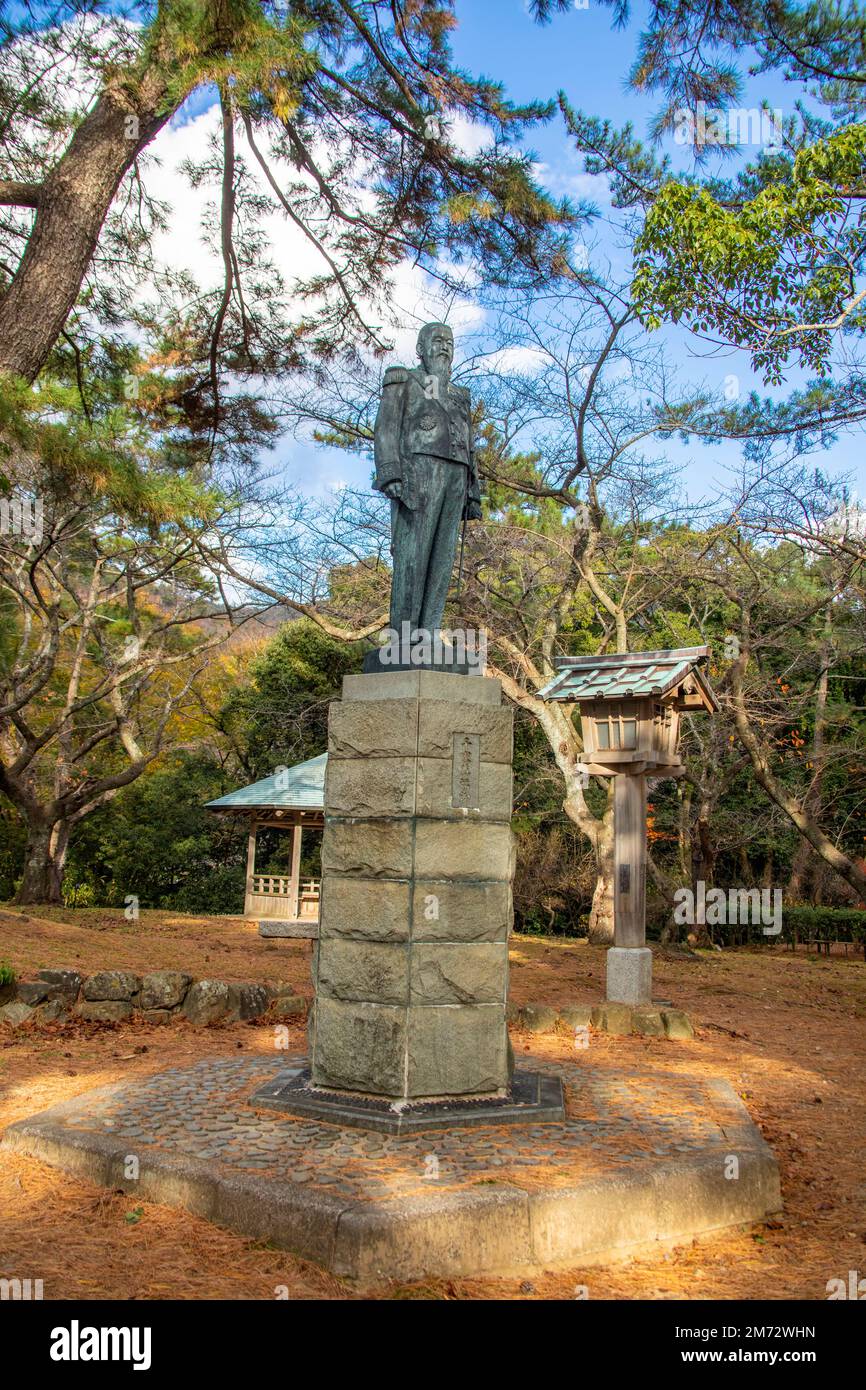 Shimane Japan 2nd Dec 2022 the statue of Senge Takatomi in shrine
