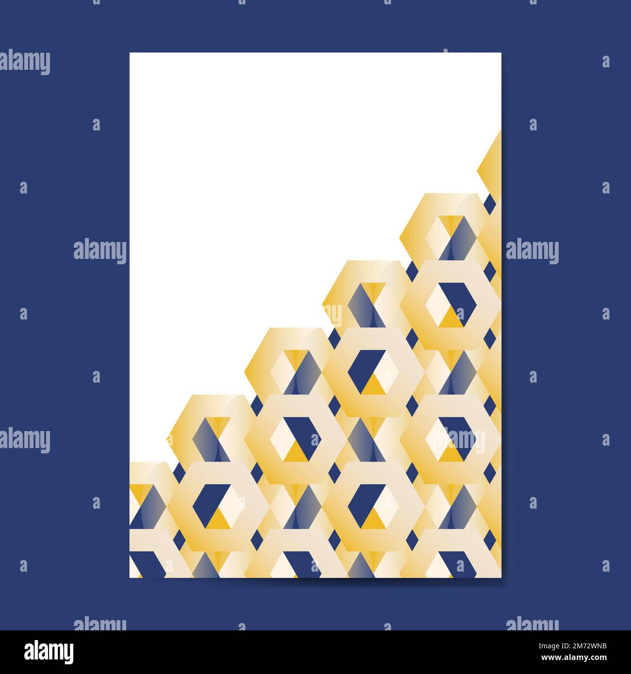 3D yellow and blue hexagonal patterned poster template vector Stock Vector