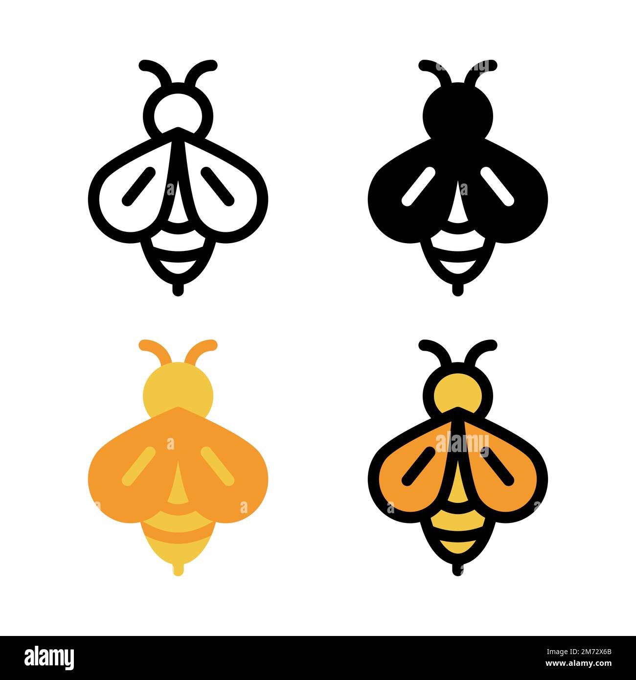 Honey Bee Icon Set. Colorful Cartoon Honey Bee Icon. Creative Geometric 