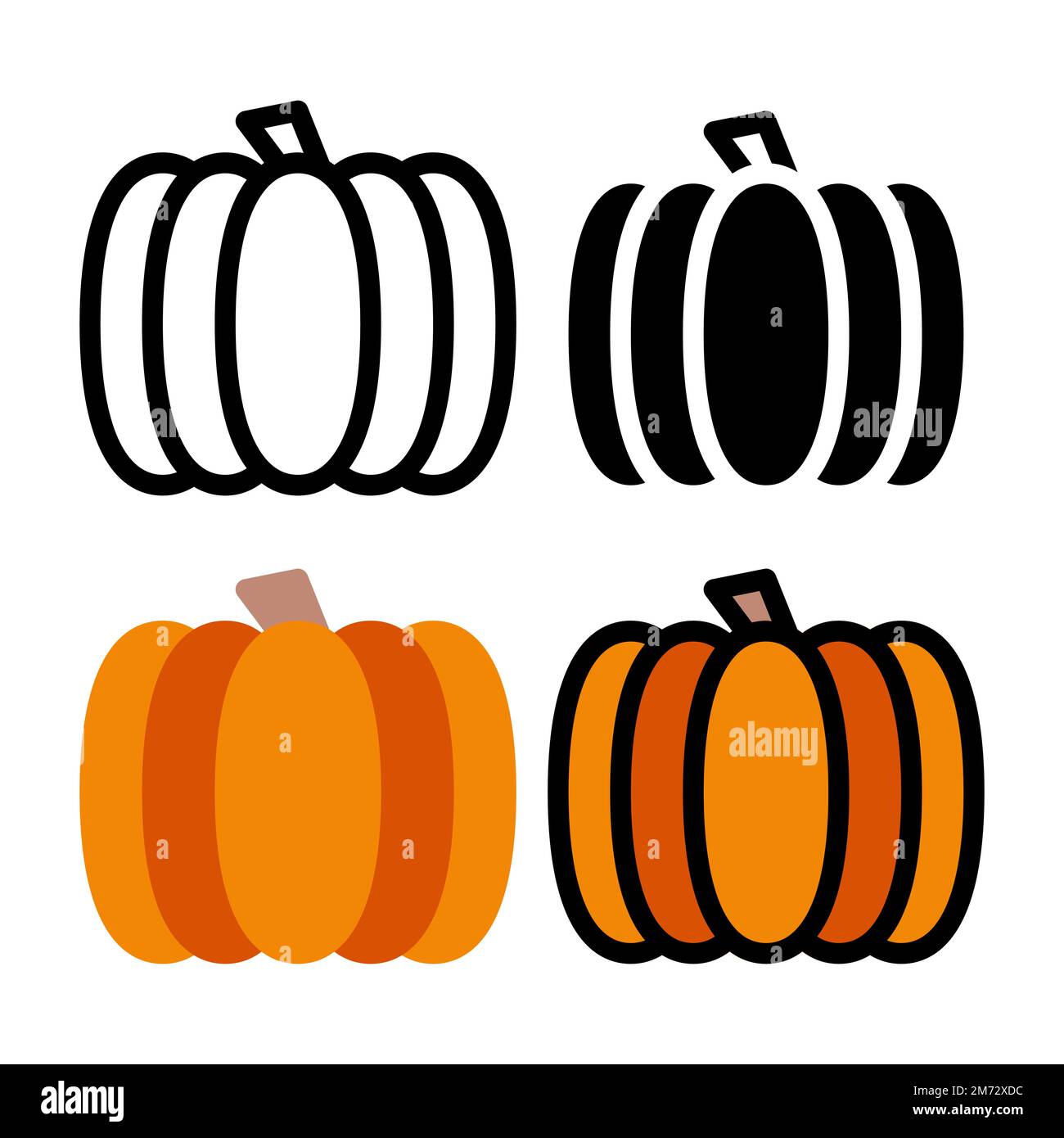 Pumpkin food icon set. Colorful cartoon pumpkin icon. Pumpkin logo