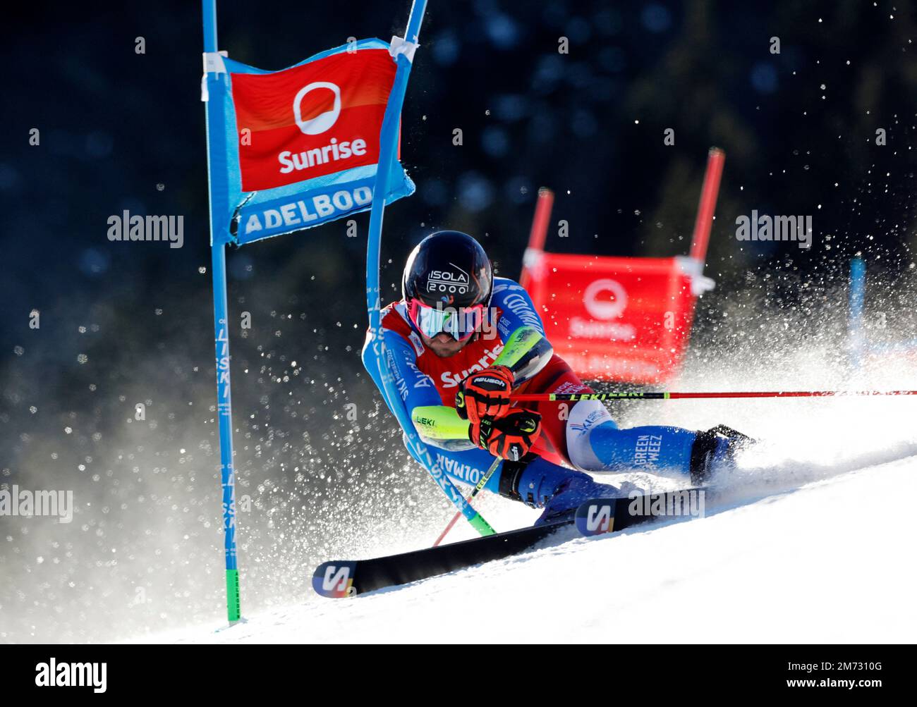 Alpine Skiing - FIS Alpine Ski World Cup - Men's Giant Slalom - Adelboden, Switzerland - January 7, 2023 Germany's Alexander Schmid in action REUTERS/Stefan Wermuth Stock Photo
