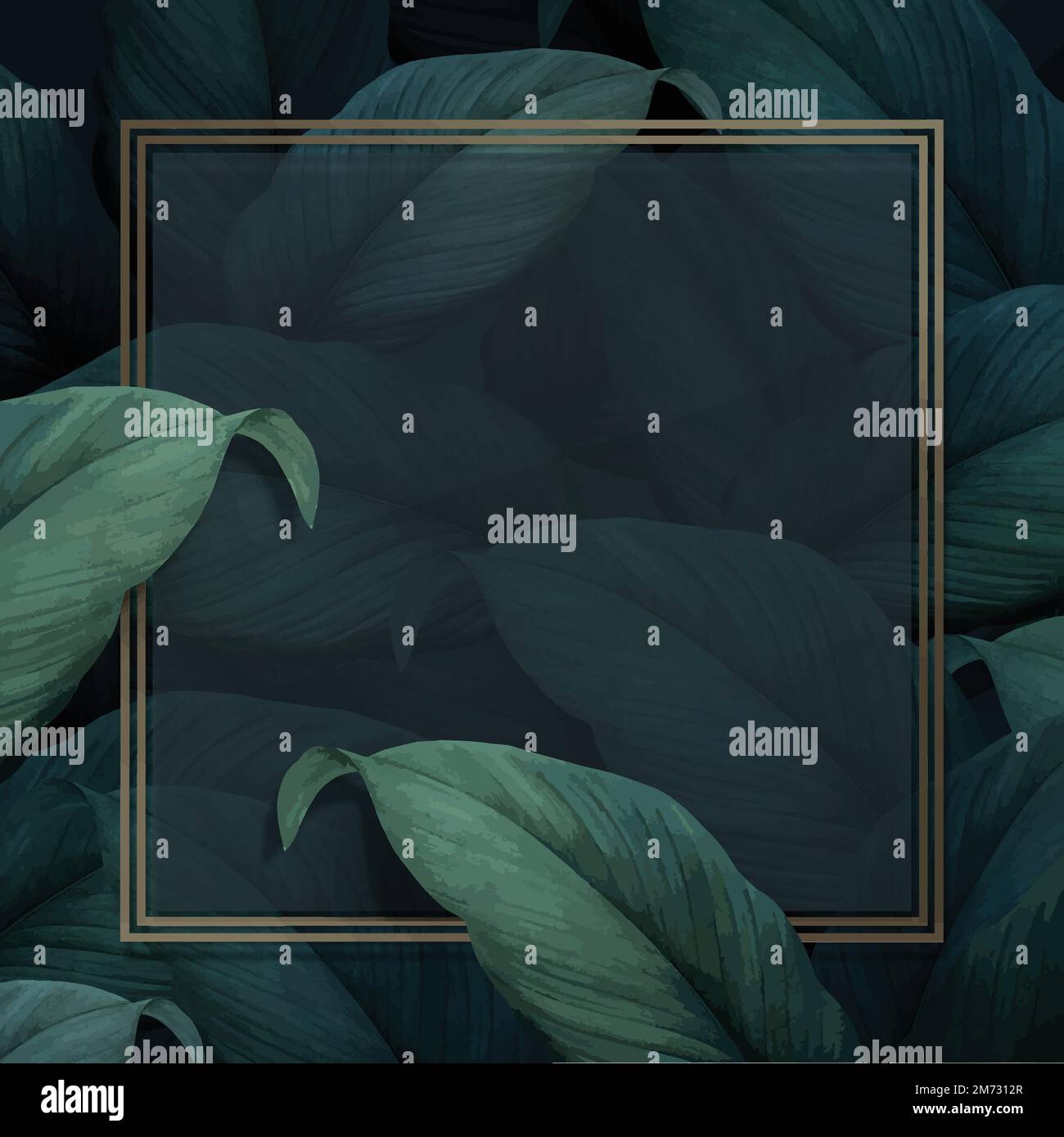 Green tropical leaves patterned poster vector Stock Vector