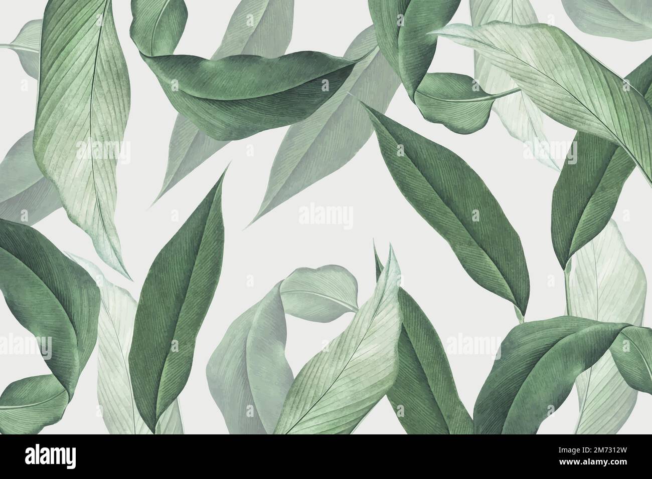 Hand drawn tropical leaves background vector Stock Vector