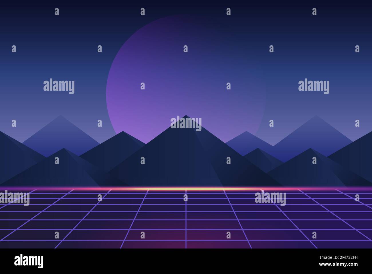 Retro neon landscape background vector Stock Vector Image & Art - Alamy