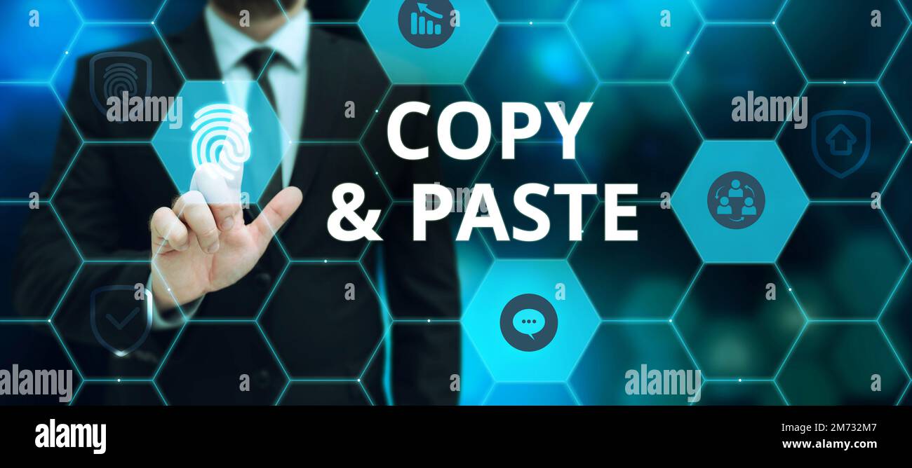 Handwriting text Copy Paste. Business showcase an imitation, transcript ...