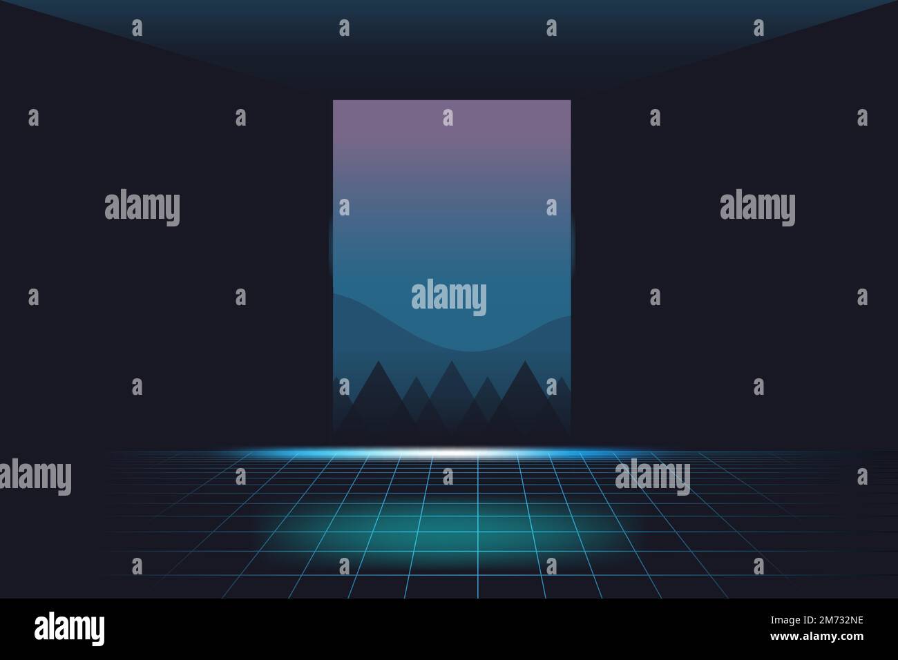 Retro neon landscape background vector Stock Vector Image & Art - Alamy