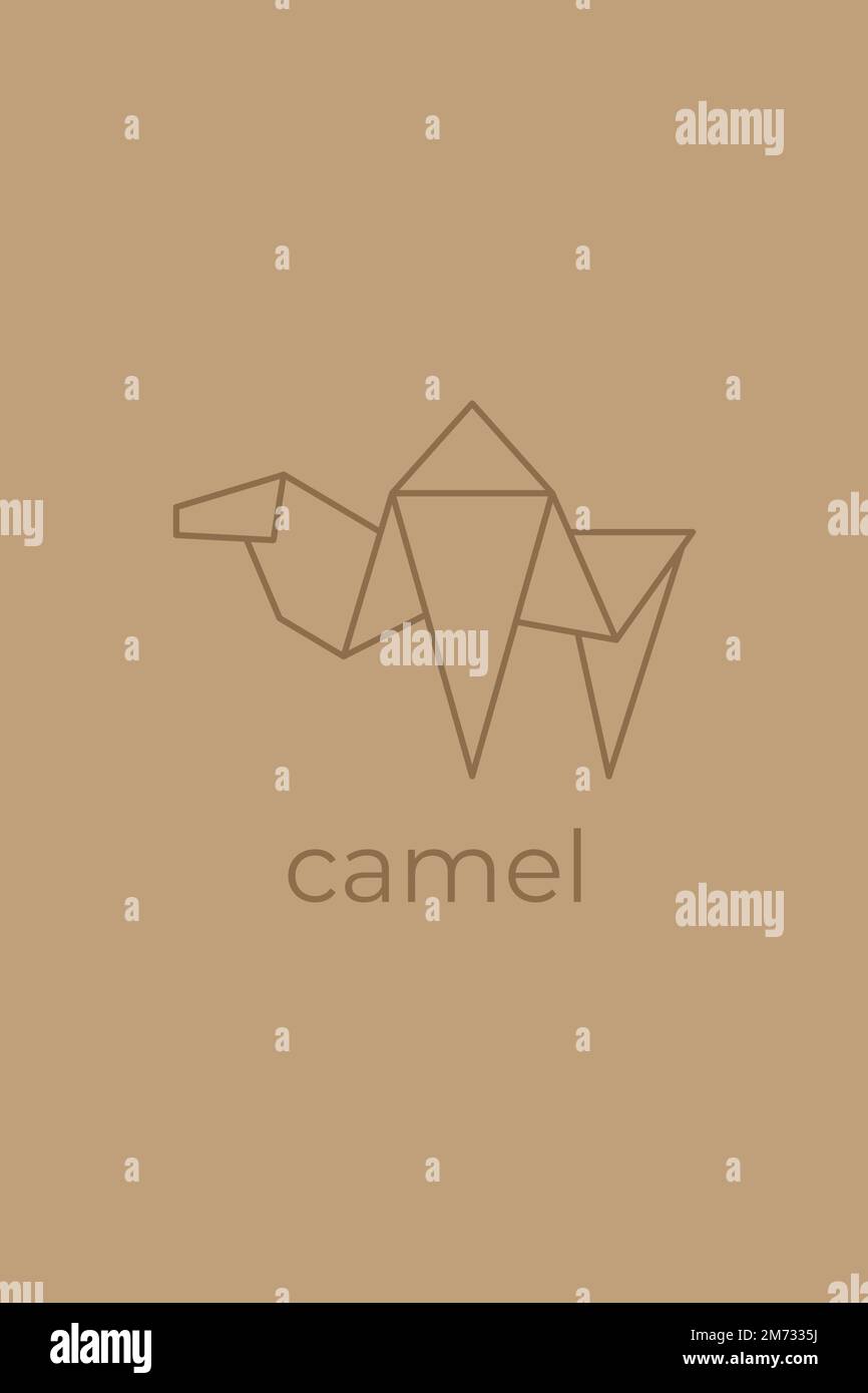 camel origami. Abstract line art camel logo design. Animal origami ...