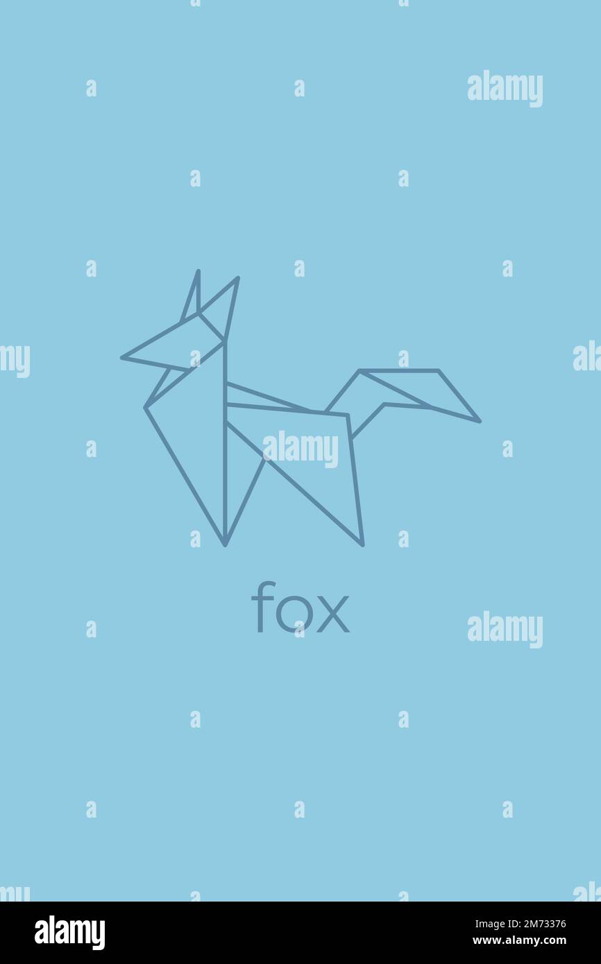 fox origami. Abstract line art fox logo design. Animal origami. Animal line art. Pet shop outline illustration. Vector illustration Stock Vector