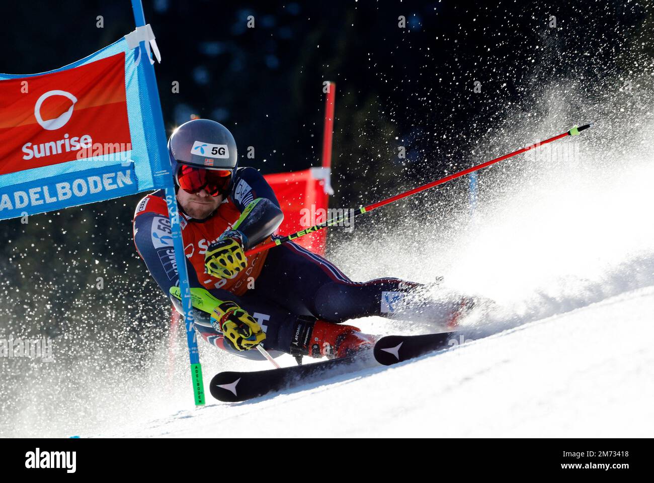 Alpine Skiing - FIS Alpine Ski World Cup - Men's Giant Slalom - Adelboden, Switzerland - January 7, 2023 Norway's Aleksander Aamodt Kilde in action REUTERS/Stefan Wermuth Stock Photo