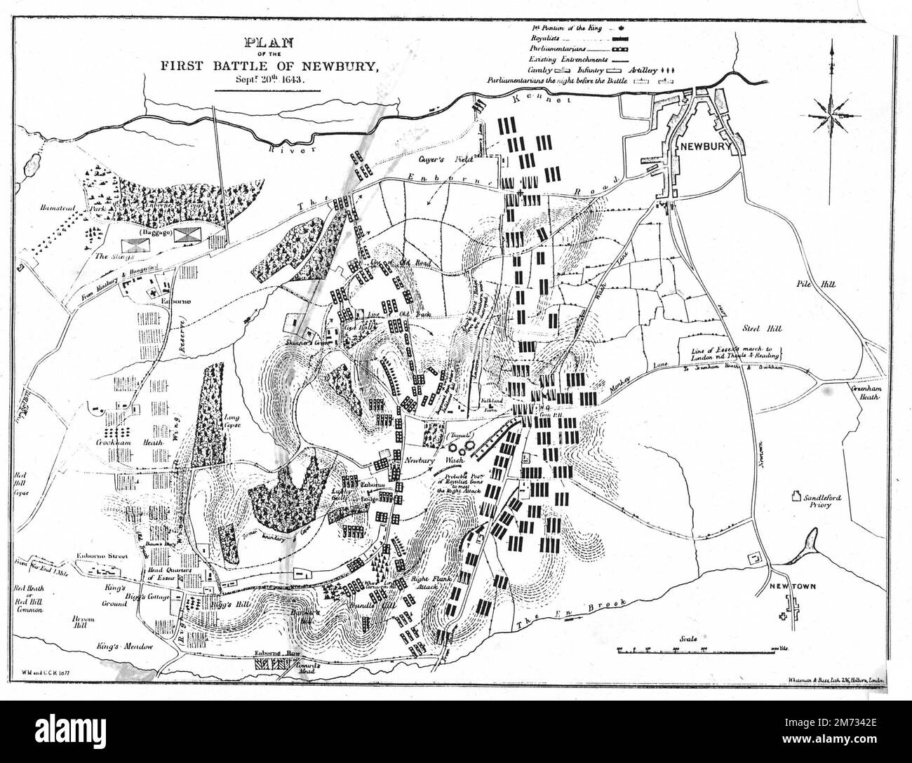 Plan of First Battle of Newbury, September 1643 (1877). Stock Photo