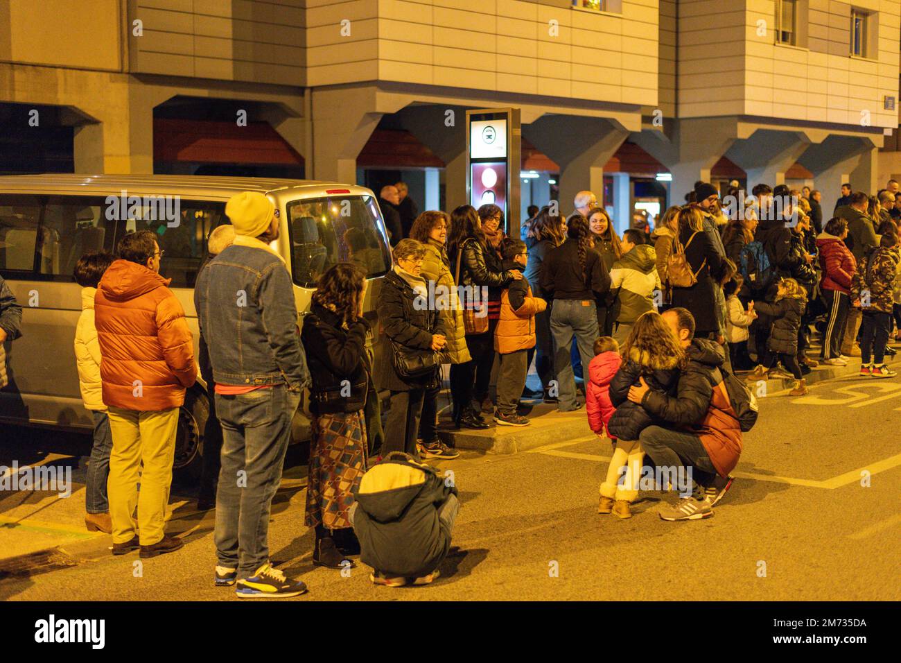 CHRISTMAS PARTY IN A SPANISH VILLAGE WITH A FLOAT PARADE Stock Photo Alamy