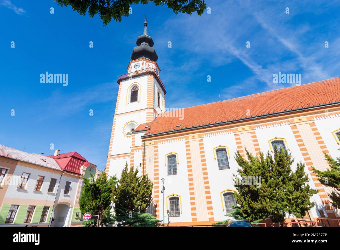 Myjava: Protestant Church in , , Slovakia Stock Photo