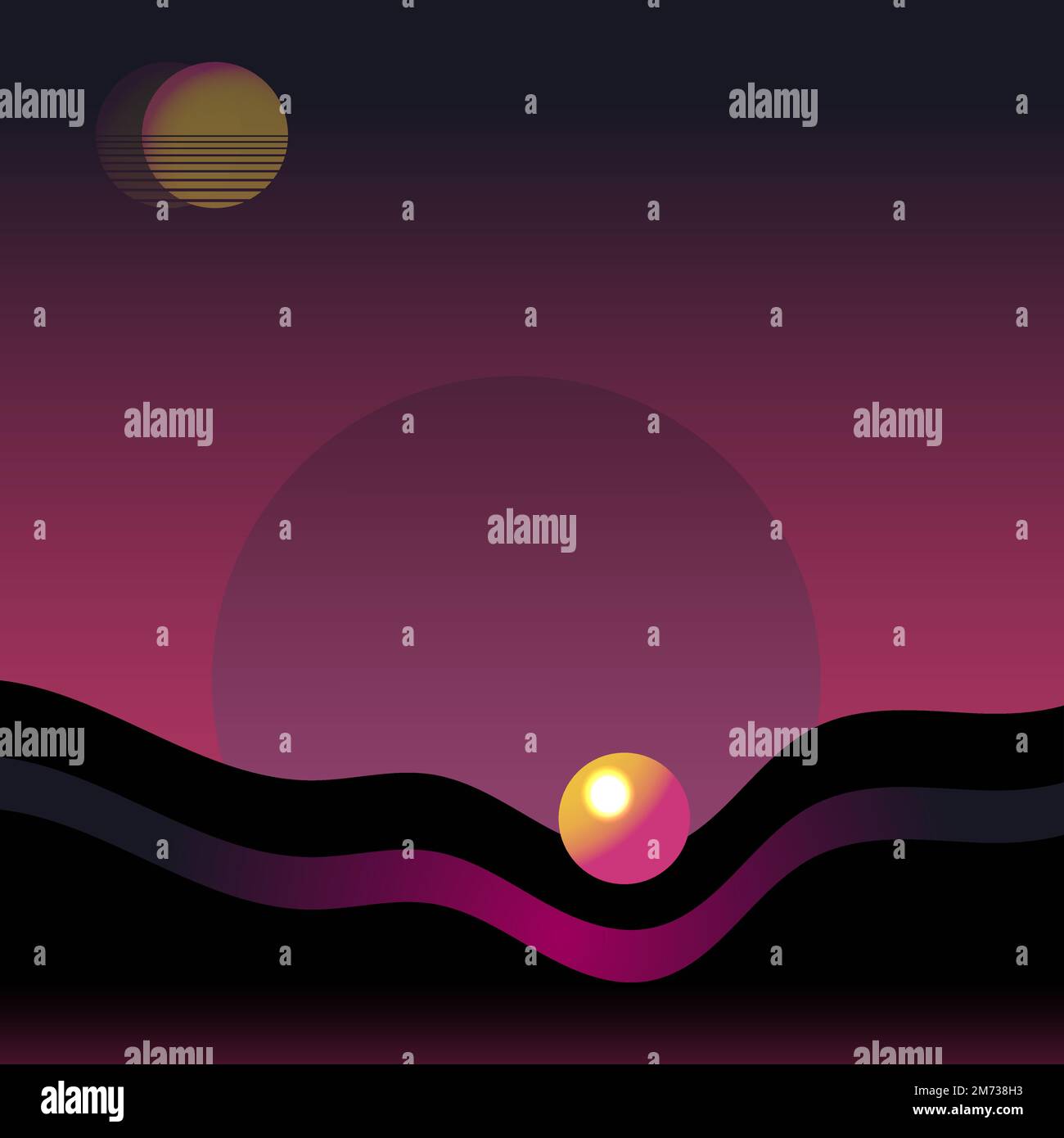 Retro neon landscape background vector Stock Vector