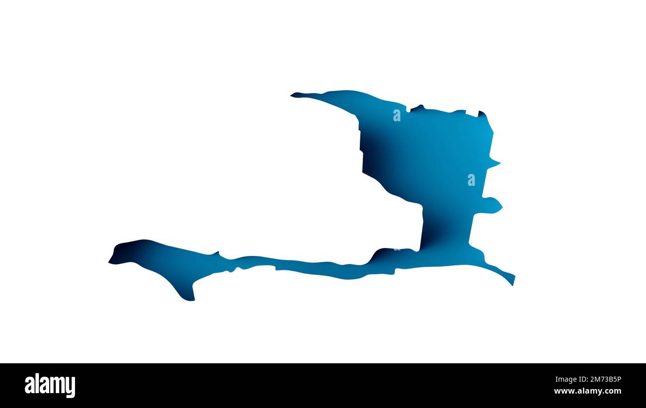 A 3D render of a Haiti inner extrude map sea depth map isolated on a