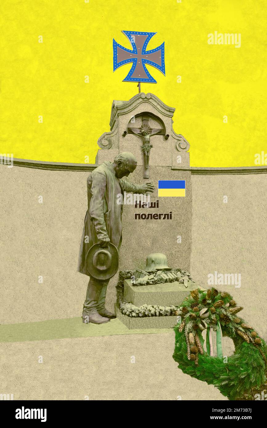 Gedenken an gefallene ukrainische Soldaten Stock Photo