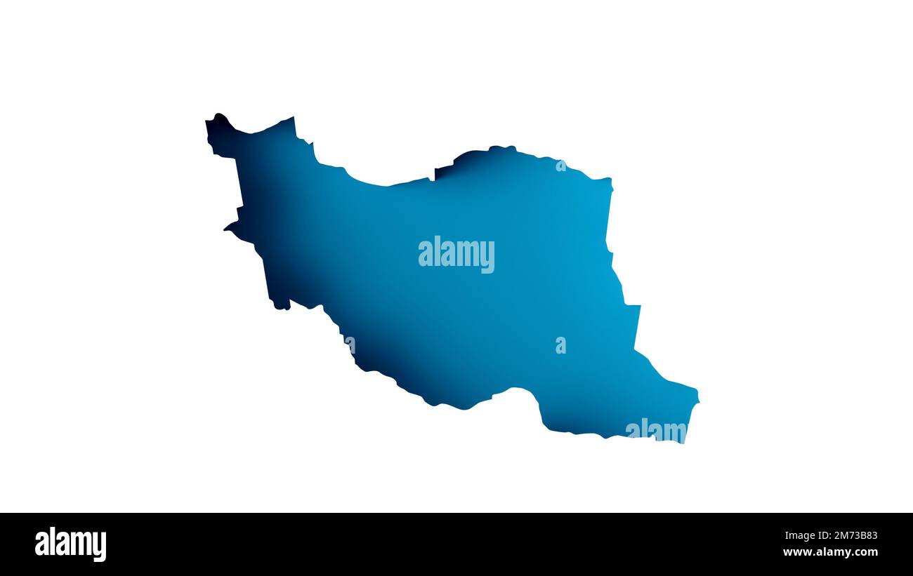 A 3D render of an Iran inner extrude map sea depth map isolated on a