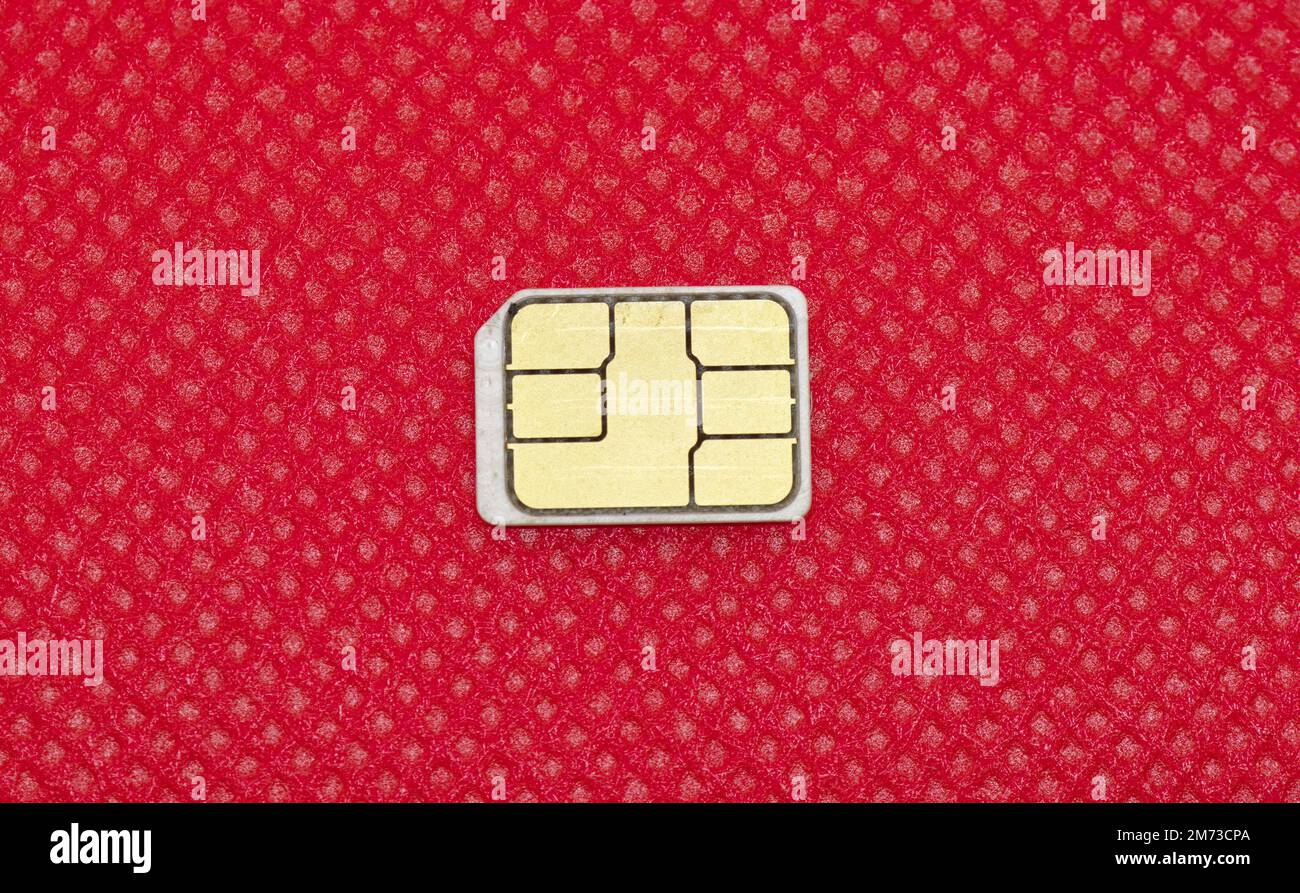 Close-up, cropped, Copyspace: Top view of a sim card Stock Photo