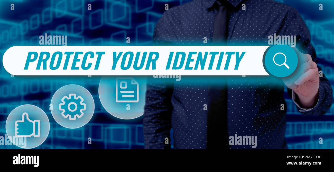 Writing displaying text Protect Your Identity. Concept meaning enabling privacy on your social media accounts Stock Photo