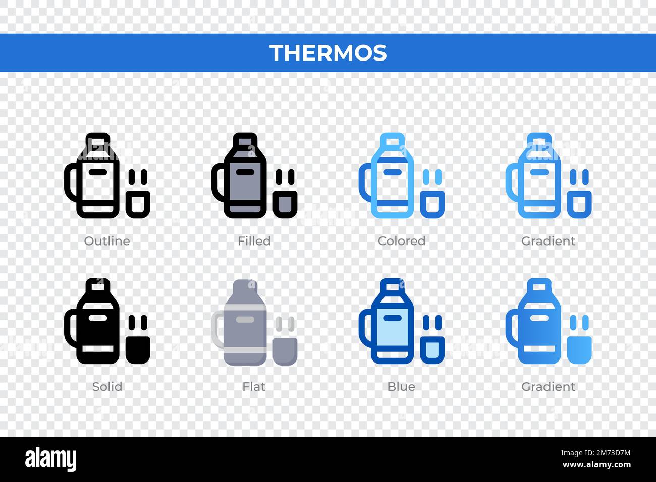 Thermos icons in different style. Thermos icons set. Holiday symbol ...