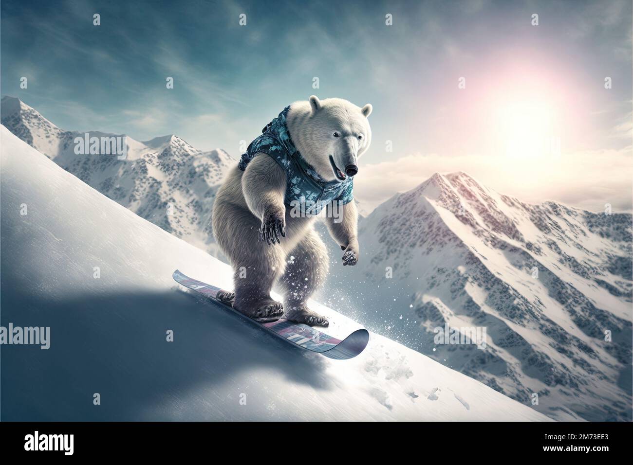 Polar bear snowboarding down the snowy mountains generative ai Stock Photo  - Alamy