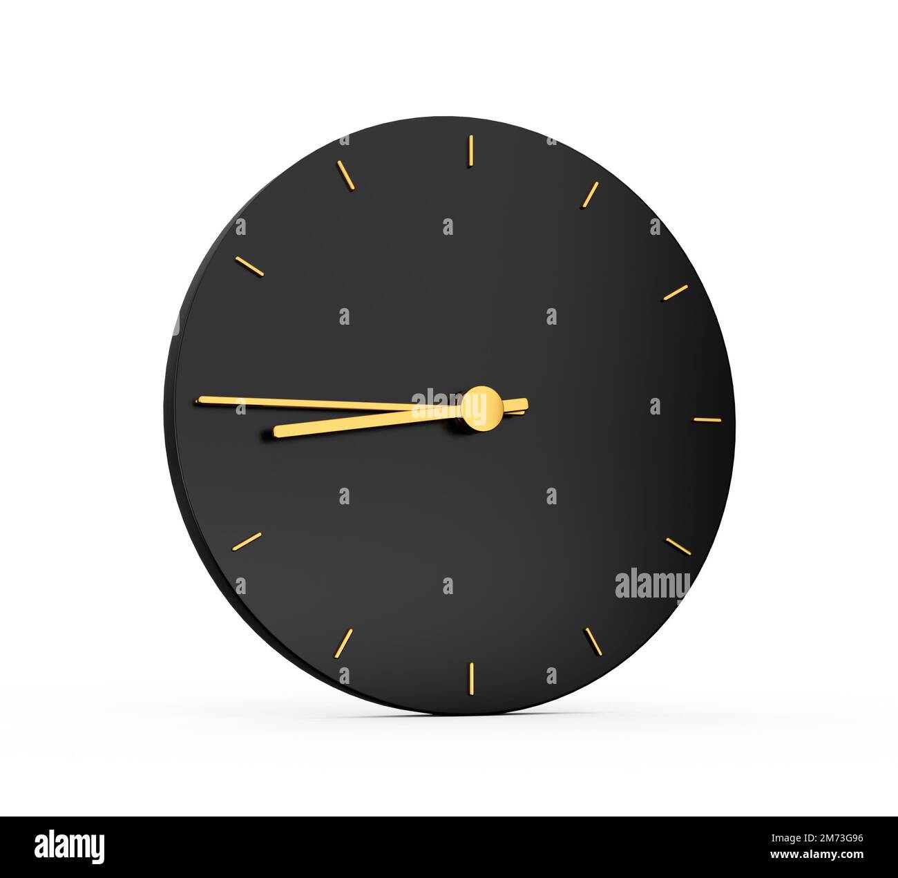 3D illustration of the black clock on a white background, with golden